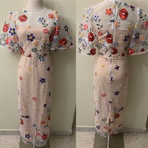 Worn Once Old Glam Flower Embroidered Dress